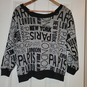 Black and gray sweater with lace back